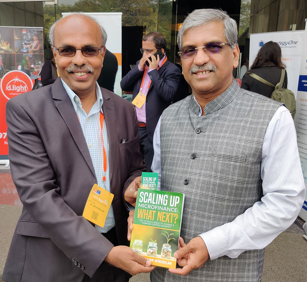 <p>Dr.N.Jeyaseelan, Author of the book “Scaling up Microfinance: What next?” is seen with Mr.K.Paul Thomas, MD & CEO of ESAF Small Finance Bank.</p>
