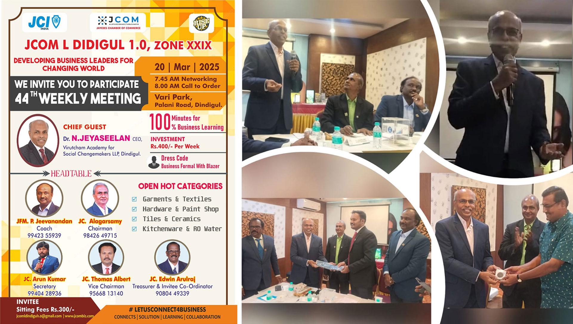 <h3>Dr.Jey delivered a speech on “Communication Skills” at JCOM, Dindigul.</h3>
