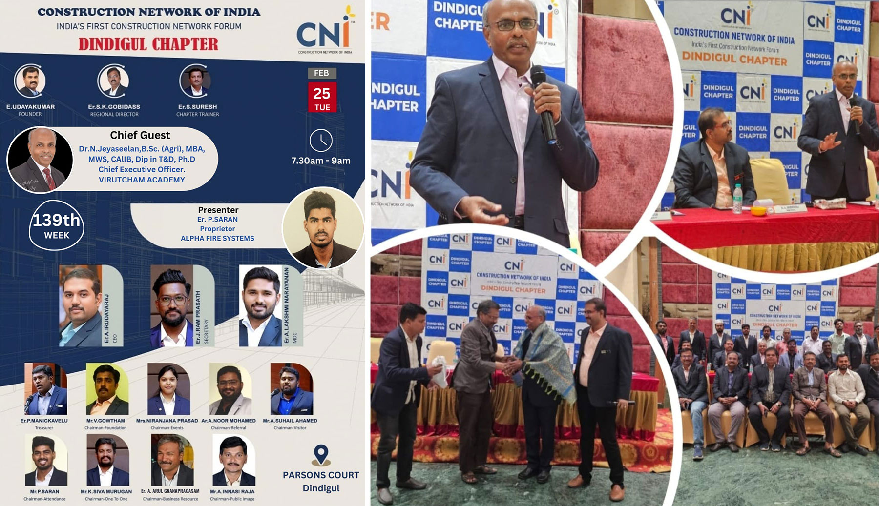 <h3>Delivered a speech on “Stress Management” at CNI (Construction Network of India), Dindigul Chapter.</h3>
